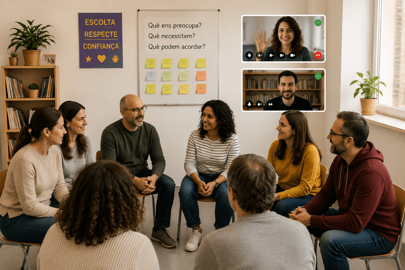 Sessió amb famílies assegudes en cercle